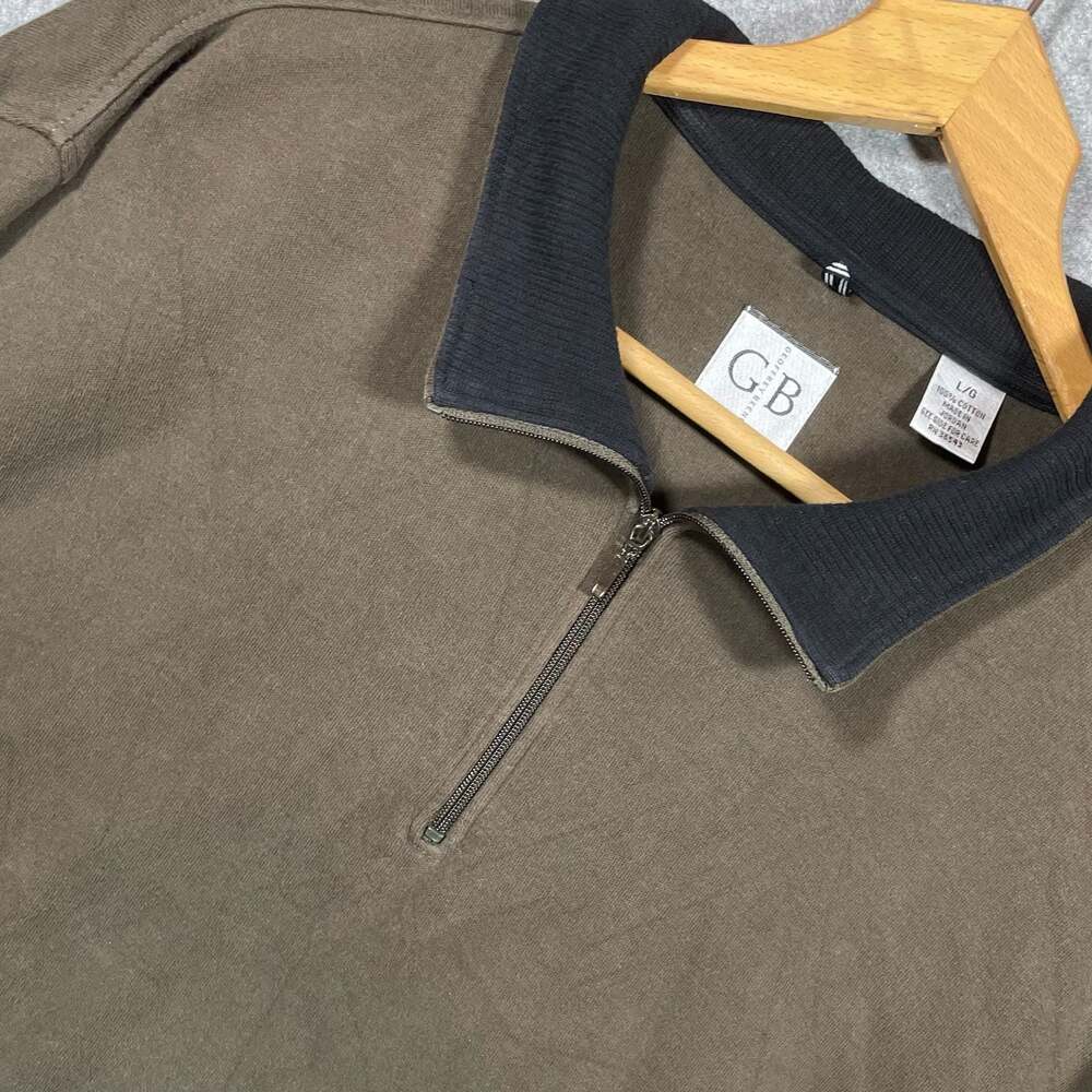 Geoffrey Beene GB‎ Men's Brown Long Sleeve Half-Zip Polo Shirt